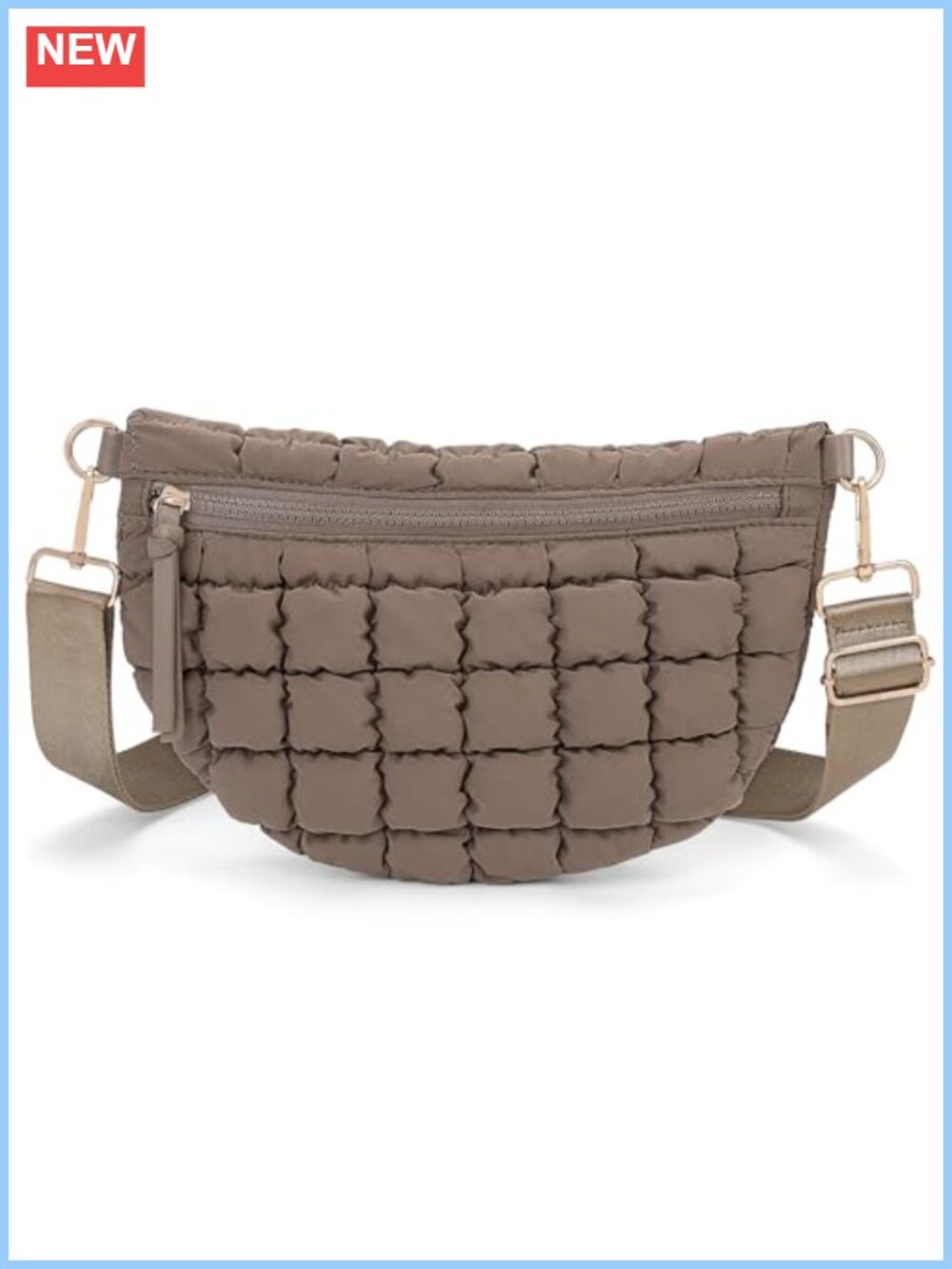 Quilted Nylon Crossbody Bag Puffer Sling Bum Bag Adjustable Strap